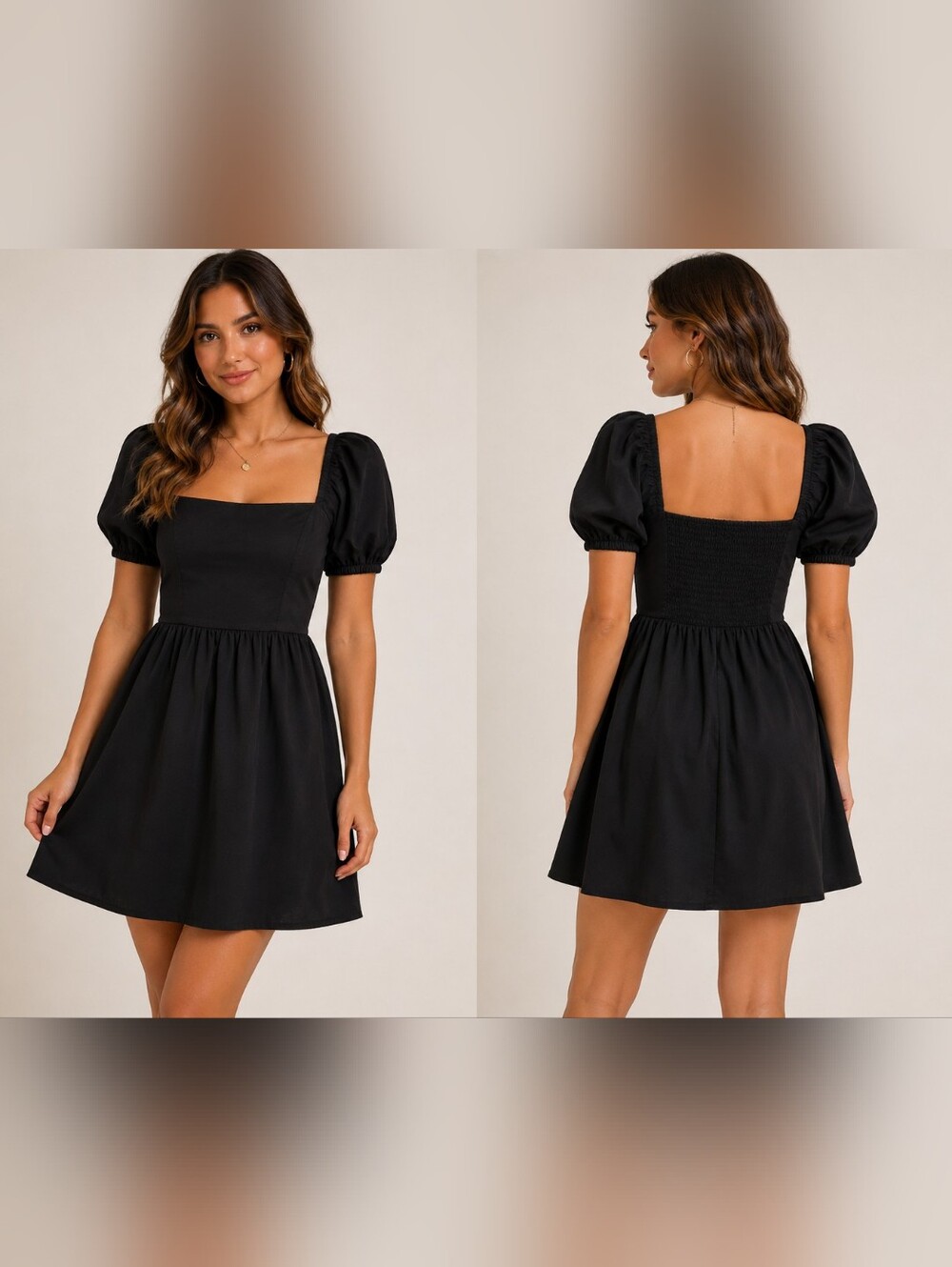 Copper Key Black Puff Sleeve Mini Dress Size Medium